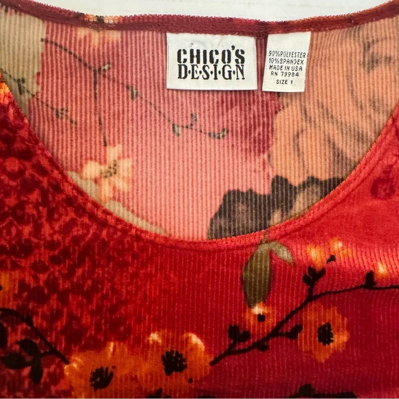 Chico’s Design Long Sleeve Velvet Multicolored Top - Picture 5 of 6